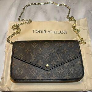 Louis Vuitton Monogram Clutch with Gold Chain